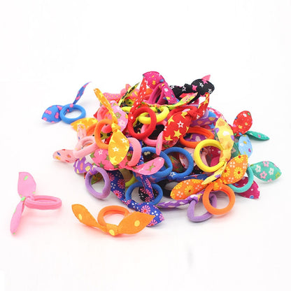 20Pcs Cute Small Rabbit Ear Hair Bands Girl Rubber Band Elastic Band Baby Headwear Korean Children Hair Accessories Ornaments