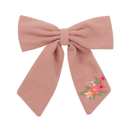 Fashion Embroidery Bows Hair Clips Solid Hairpins For Girls Handmade Ribbon Barrettes Kids Butterfly Hair Pin Korean Headwear