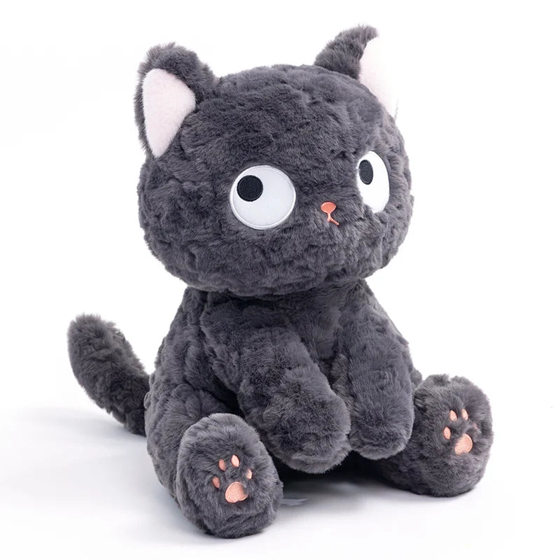 Fat Cat Stuffed Animals Kitty Plush Toys Kitten Plushies Cute Kawaii Black Gray Soft Doll Pillow Buddy Children Kids Birthday Gift