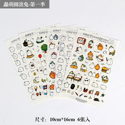 6pcs/lot  Waterproof Cartoon Cute Transparent Diy Decoration Stickers Korea Hand Account Stickers Kawaii Plastic Cup Stickers