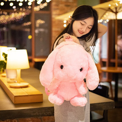 Kawaii Plush Rabbit Long Ear Bunny Bag Plushie Doll Plush Toys Children Backpack for Girls Kids