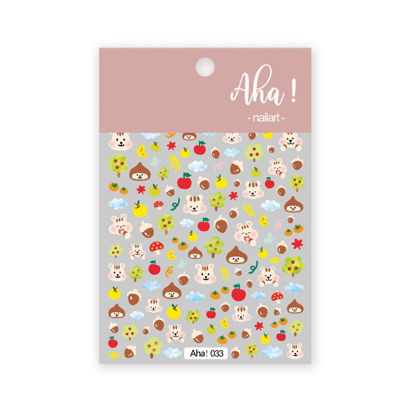 1Sheet Korean White Cloud Blue Nail Art Sticker 3D Star Moon Decal Pure Twilight Self-adhesive Manicure Slider Accessories RE#53