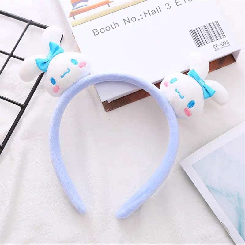 Kawaii Sanrio Plush Headband Kuromi My Melody Cinnamoroll Anime Cute Cartoon New Plush Headband Ear Hair Accessories Gift