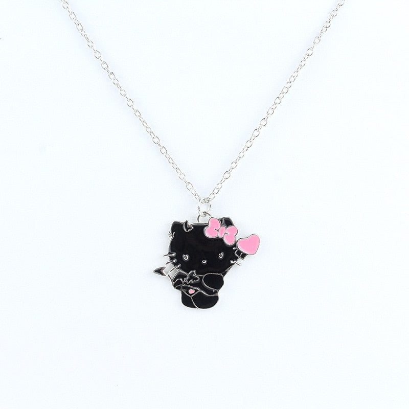 New Hello Kitty Pearl Necklace Cartoon Sanrio Anime KT Cat Luxury Y2k Sweet Clavicle Pendant Christmas Gift Girls Without Box