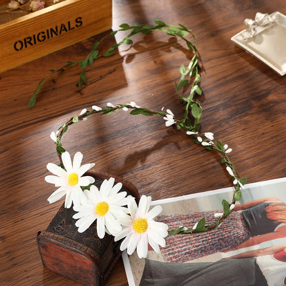 Bohemian Rattan Flower Vines Crown Headband for Bride Wedding Hair Accessories Girls Floral Wreath Head Band Hairstyles Headdres