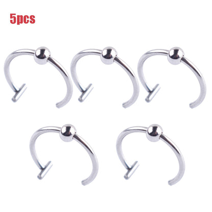 5Pcs Lip Nose Rings Neutral Punk Lip-shaped Ear Nose Clip Fake Diaphragm with Perforated Lip Hoop Body Jewelry Steel Ring