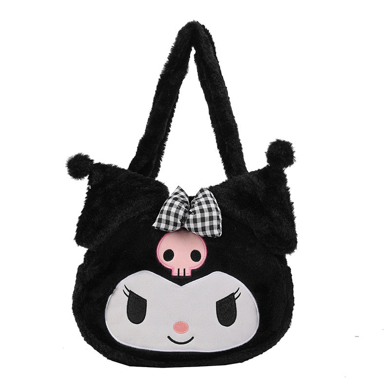 Kawaii Sanrio Plush Cinnamoroll Melody Kuromi Women Tote Handbags Shoulder Bags Fashion Female Messenger Bags Purses Xmas Gifts