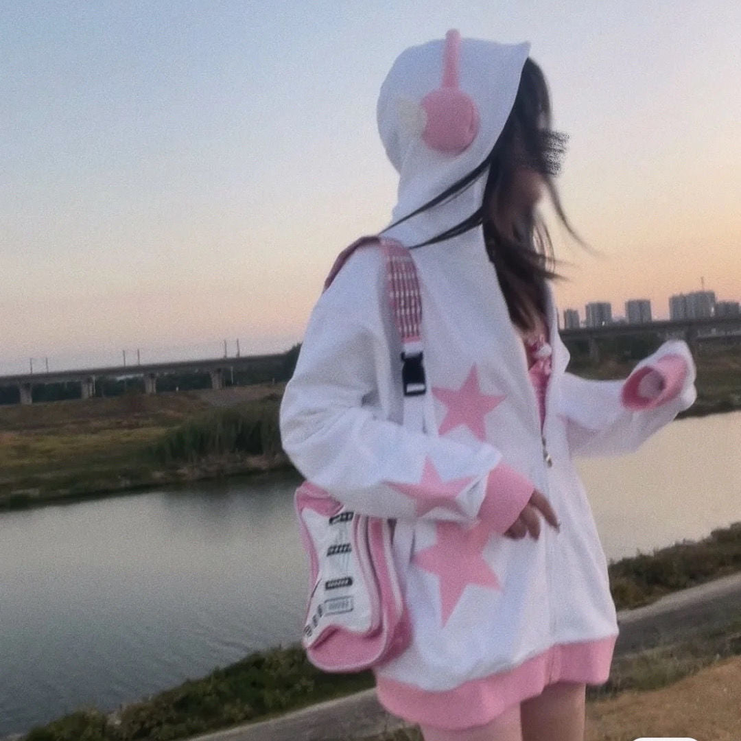 Y2k Clothes Kawaii Hoodies Women Thicked Casual Oversized Outwear Korean Fashion Zipper Jackets Hooded Sweatshirt Tops