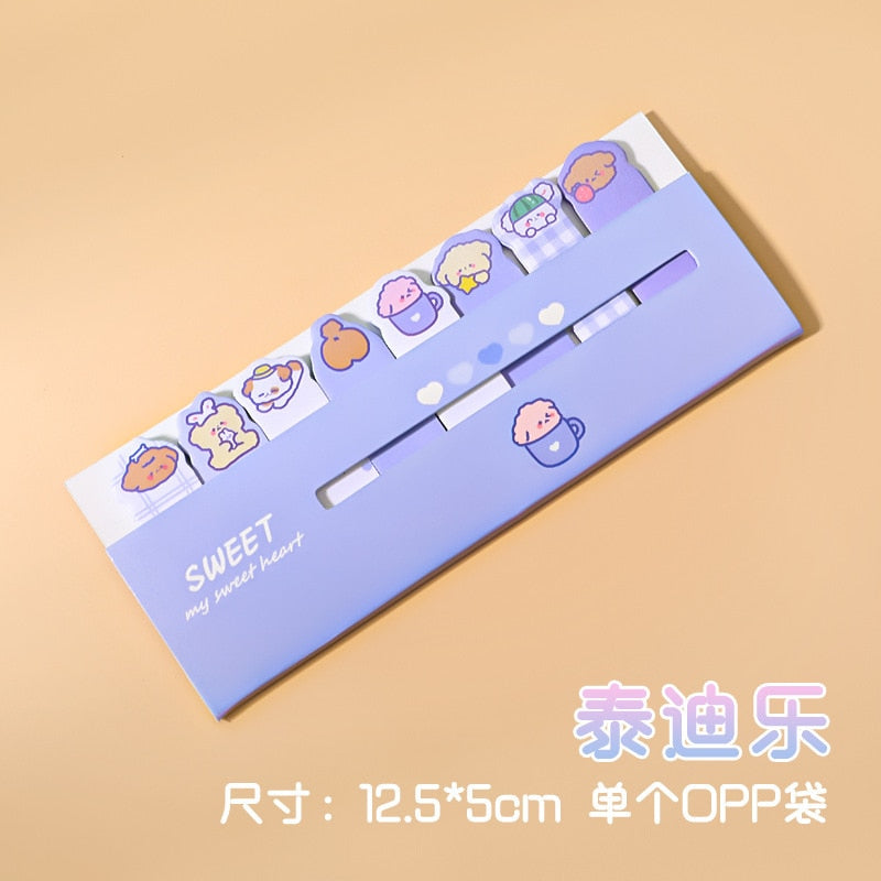 120 PCS Multi-color Kawaii Cartoon Fruit Flower Writable Sticky Notes Index for Pages Book Mark Classification