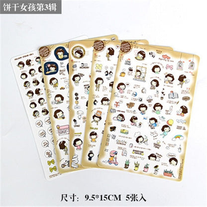6pcs/lot  Waterproof Cartoon Cute Transparent Diy Decoration Stickers Korea Hand Account Stickers Kawaii Plastic Cup Stickers
