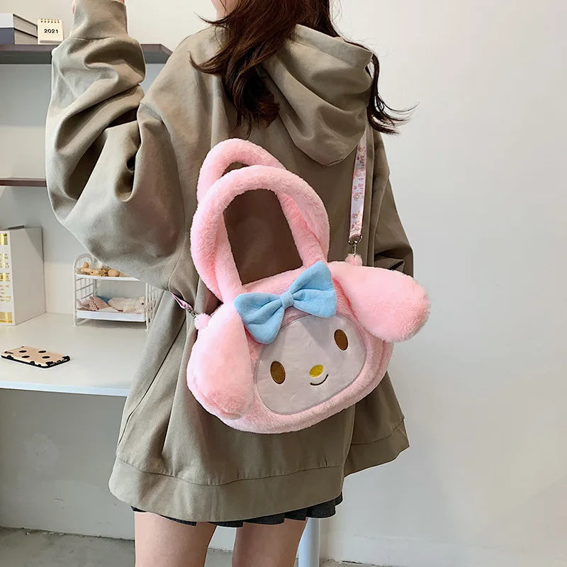 Sanrio Plush Bag Cinnamoroll My Melody Kuromi Pompompurin Hello Kitty Pikachu Anime Kawaii Backpack Shoulder Bag Messenger Bag