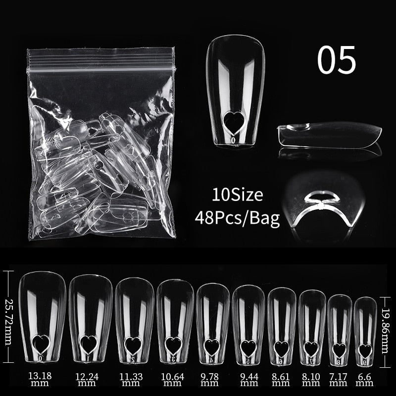Press on Nails Coffin Nail Tips Clear Full Cover Fake Acrylic UV Gel Nails Extension System Oval Almond Sculpted False Nail Tips