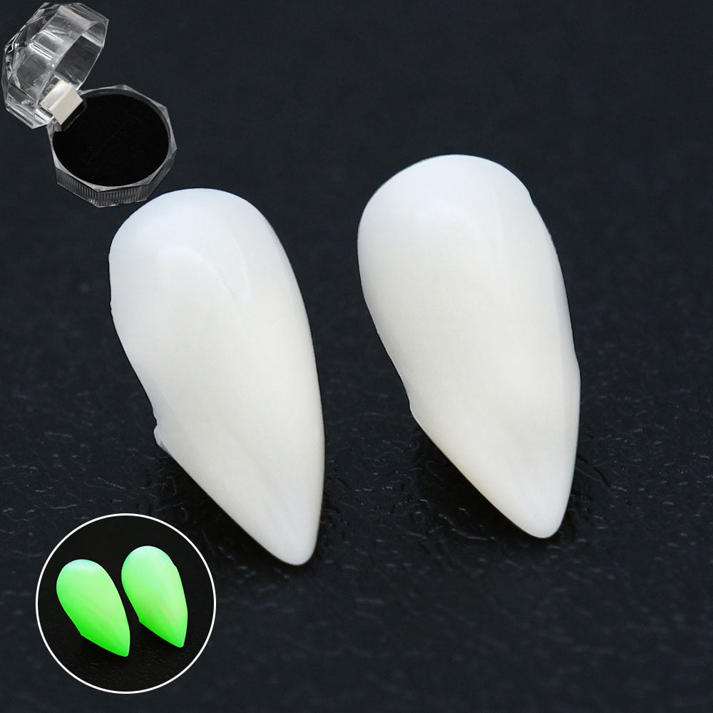 Adult Kids Halloween Vampire False Teeth Horrific Party Costume Transparent Dentures Cosplay Fangs Resin Fangs Free Shipping