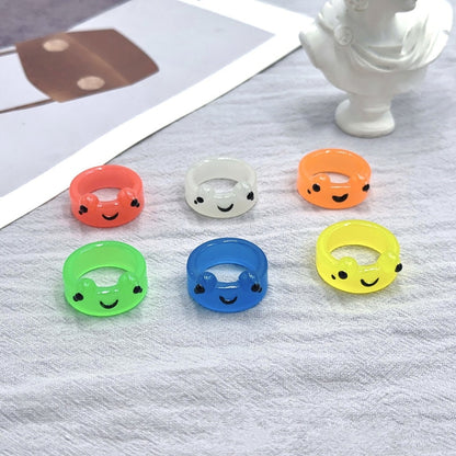 Colorful Luminous Frogs Acrylic Ring for Women Cute Funny Cartoon Animal Aesthetic Glow In The Dark Rings Summer Jewelry Gift