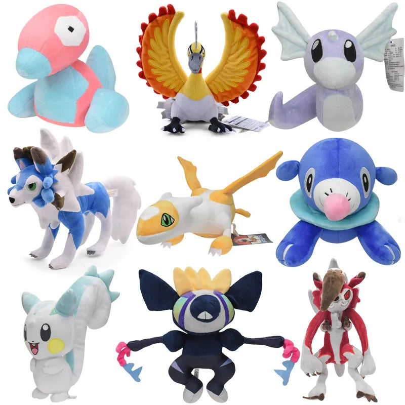 Shiny Lycanroc Plush Toys 41 Styles Pokemon Stuffed Animals Dratini Ho-Oh Popplio Porygon Grafaiai Pachirisu Plushies Peluche Soft Doll Kids Birthday Gift