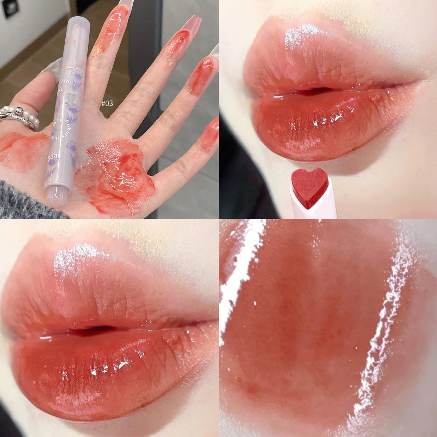 Jelly Mirror Lipstick Lip Gloss Non-stick Cup Mirror Lip Tint Heart-shaped Lipstick Moisturizing Lipgloss Long-lasting Lipstick