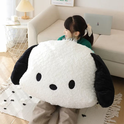 Cute Sanrio Pochacco Headrest Safety Belt Cover Soft Car Accessories Stuffed Animal Back Cushion Plushies Hug Pillow Blanket Plush Toy Birthday Gifts