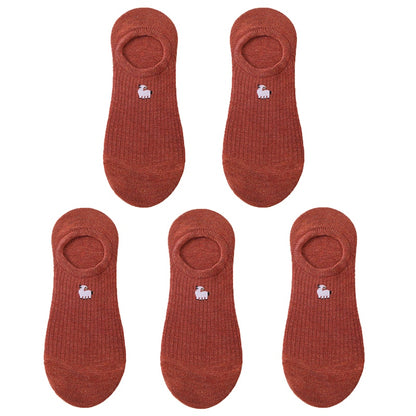 5 pairs of 10 pieces Spring fashion socks Women cartoon animal embroidery cotton Women's socks Casual sports funny ankle socks