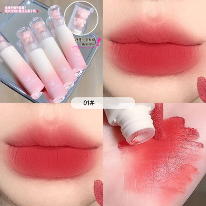 Little Bear Crystal Frozen Strawberry Glossy Lip Glaze Mirror Whitening Nude Doodle Lip Korean Makeup y2k Cosmetics Lipsticks