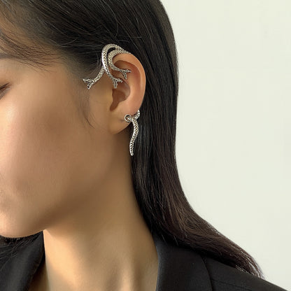Punk Fairy Ear Cuff Goth Earring Dark Elf Ear Clip Earrings For Women Retro Silver Color Hip Hop Halloween Party Jewelry Gift