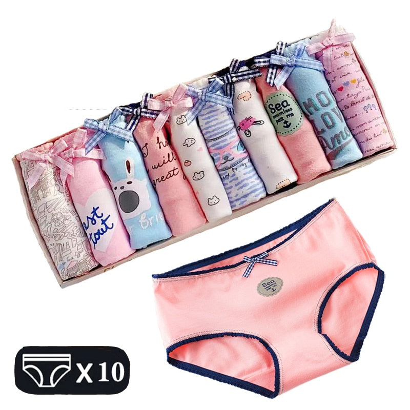 New Cotton Panties Girls' Briefs Cute Underwear Women Female M-2XL Soft Underpants Ladies Pink Pantys Lingerie Thongs