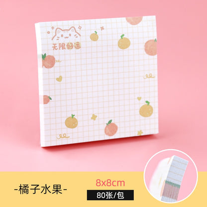 80 pages/pack Kawaii Animals And Fruits Sticky Notes Memo Pad To Do List Cute Journaling Supplies Planner Sticker Deco