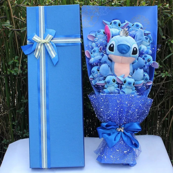 Disney Lilo and Stitch Cartoon Flower Bouquet Plush Doll Kawaii Stitch Graduation Bouquet Toy Valentine Birthday Wedding Party Gift