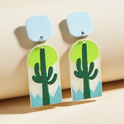New Pattern Earring New Retro FlowerContrast Color Square Earrings Acrylic Simple Candy Color Earrings Pendientes Piercing