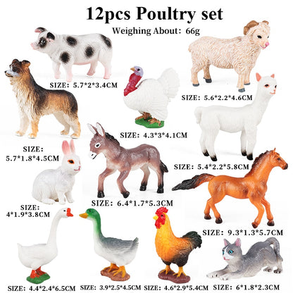 Oenux Montessori Miniature Lion Shark Horse Dinosaur Animals Model Set Action Figures Figurine Zoo Cute Education Kids Toy Gift