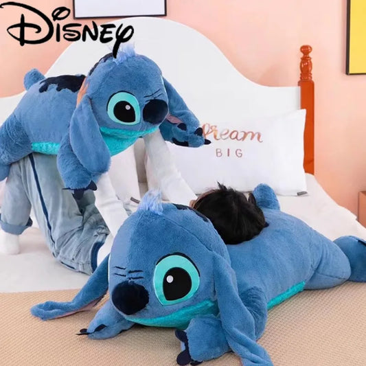 Sleeping Stitch Plush Toy Lilo and Stitch Big Stuffed Animal Disney Plushies Soft Doll Pillow Friend Bed Sofa Cute Kawaii Blue Alien Kid Girl Birthday Gift