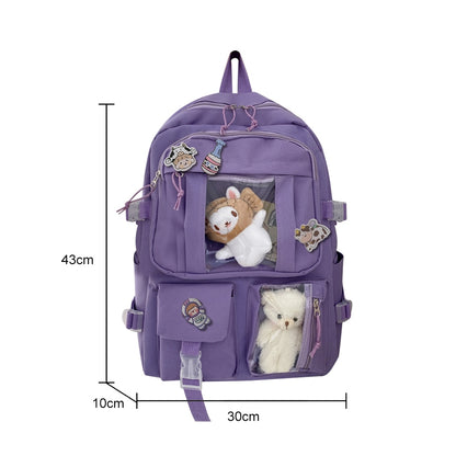 Japanese Girls Aesthetic Backpack Cute School Bags For Student Teens Girls Pockets Kawaii Women Laptop Backpack Harajuku Mochila