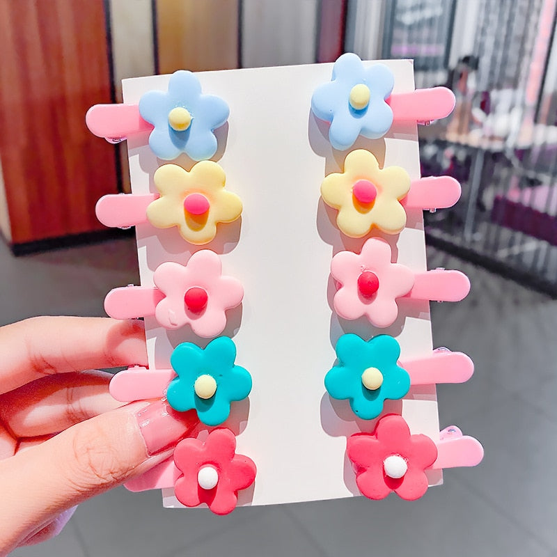 10PCS/Set New Girls Cute Cartoon Ice Cream Unicorn Hair Clips Kids Lovely Hairpins Headband Barrettes Fashion Hair Accessories