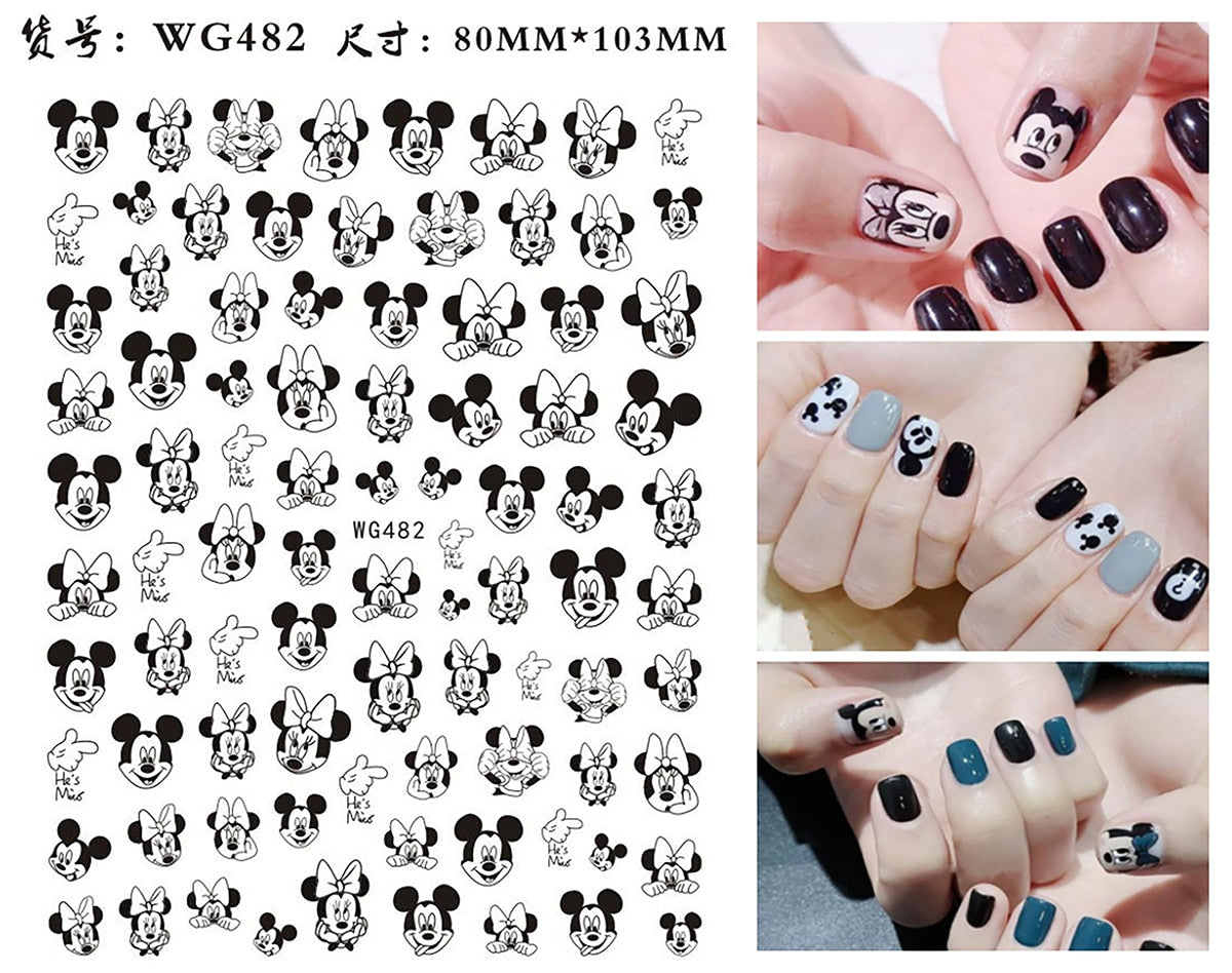 Cute Anime Character Series Nail Stickers Nail Art Supplies Disney Mickey Stitch Donald Duck 3D Stickers Nail Art Decorations