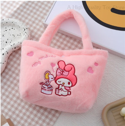 Kawaii Hello Kitty Sanrio Plush Bag Anime Kuromi Plushie Backpack for Girls Mymelody Cinnamoroll Handbags Cartoon Messenger Bags