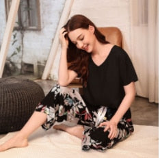JULY'S SONG Pink 7 Pieces Women's Pajamas Sets Faux Silk Striped Pyjama Women's Pajamas Sleepwear Sets Spring Summer Homewear
