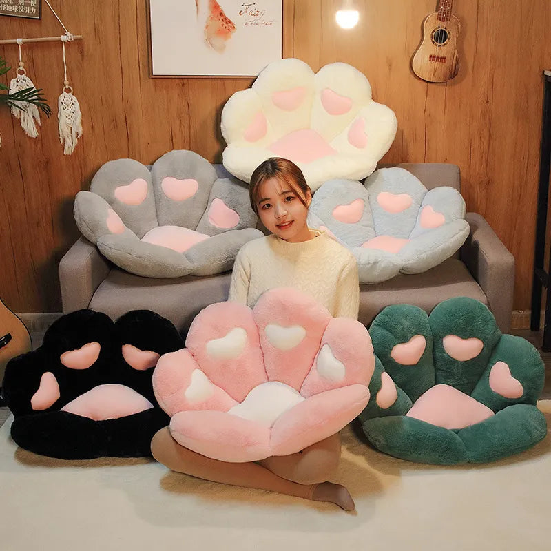 2 Sizes Kawaii Plush Bear Paw Mat Cute Animal Bear Cat Foot Pillow Heart Plush Cushion Stuffed Soft Toys for Home Decor Gifts