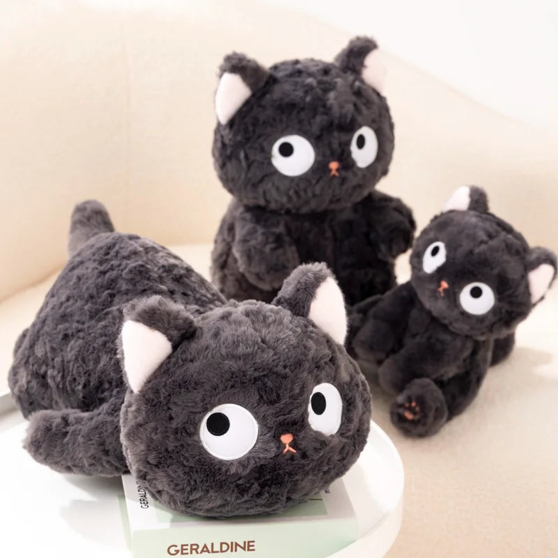 Fat Cat Stuffed Animals Kitty Plush Toys Kitten Plushies Cute Kawaii Black Gray Soft Doll Pillow Buddy Children Kids Birthday Gift