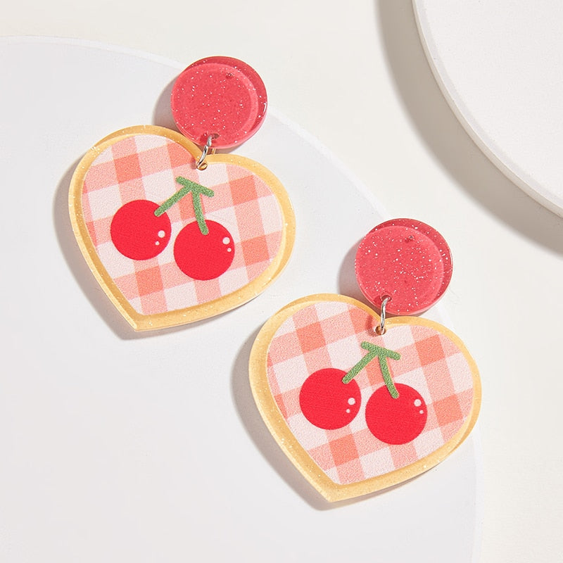 New Pattern Earring New Retro FlowerContrast Color Square Earrings Acrylic Simple Candy Color Earrings Pendientes Piercing