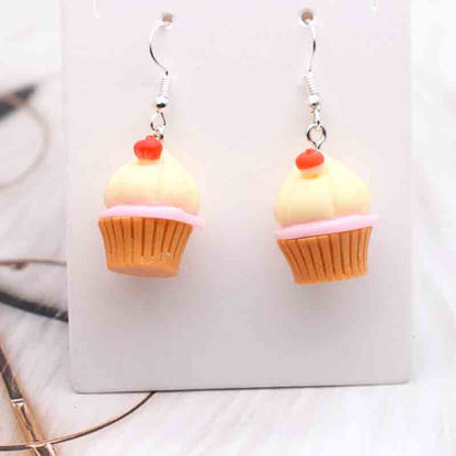 17*23mm Earring For Women Resin Handmade Realistic Cupcakes Cute Charms Drop Earrings Funny Gift