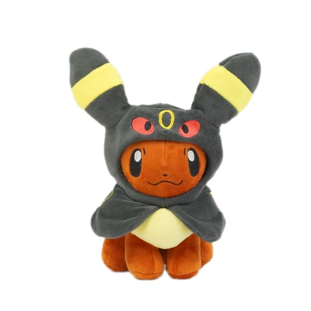 Eevee Plush Toy 7 Styles Pokemon 8" Poncho Wearing Umbreon Espeon Jolteon Vaporeon Sylveon Flareon Dress-Up Eeveelutions Plushie Doll Stuffed Animal Toys