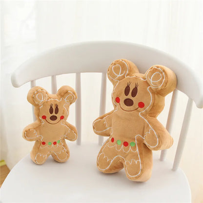 Disney Mickey Mouse Minnie Cookie Plush Toys Anime Cute Gingerbread Man Dolls Pillow Kawaii Stuffed Toys for Children Christmas