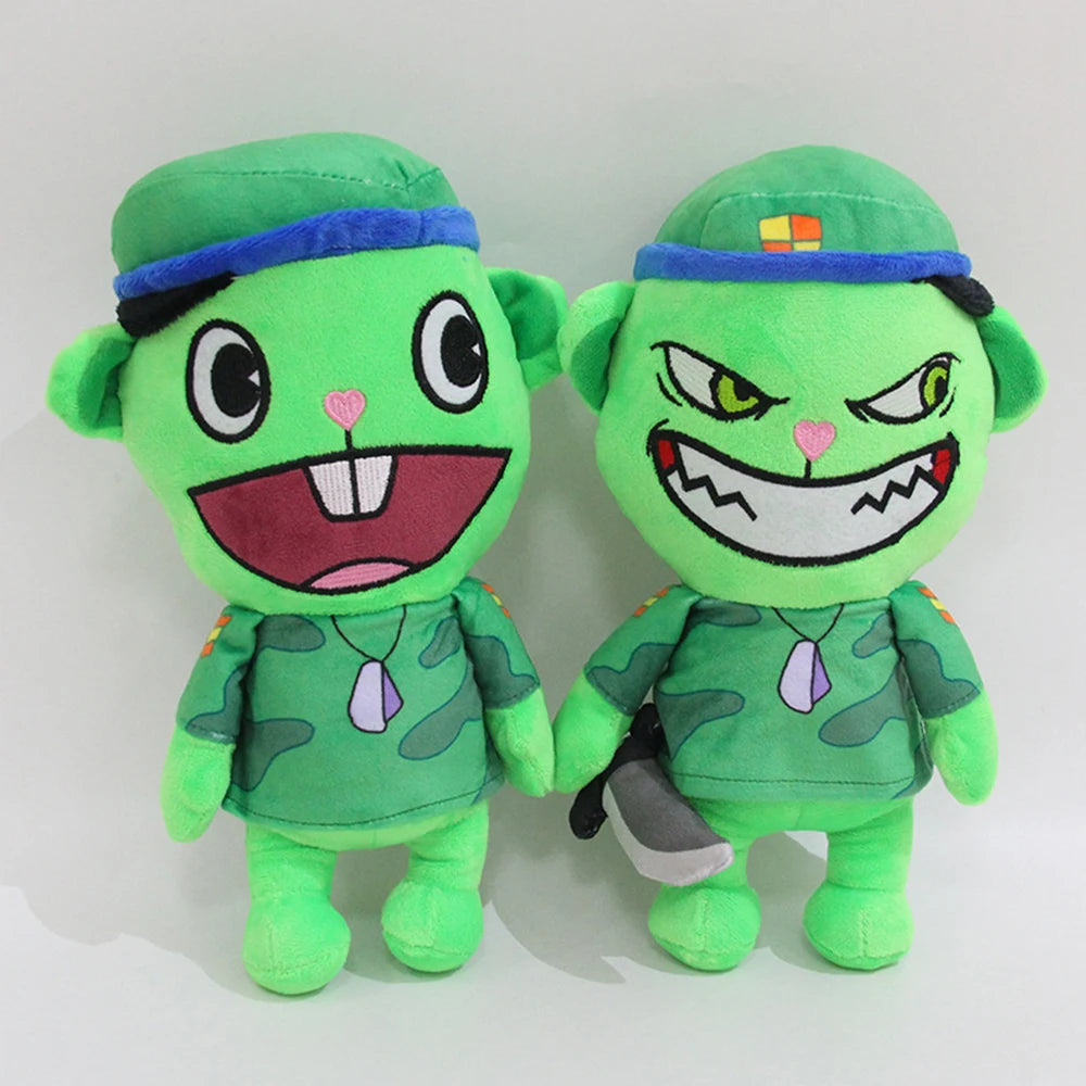 28cm HTF Happy Tree Friends Anime Happy Tree Friends Soldier Fliqpy Plush Toys Dolls Military Flipy Doll Plush Toy for Kids Gift