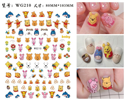 Cute Anime Character Series Nail Stickers Nail Art Supplies Disney Mickey Stitch Donald Duck 3D Stickers Nail Art Decorations