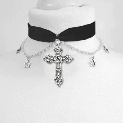 Velvet moon  stars choker Moon And Stars Chain Choker Kawaii Pastel Pink Velvet Chain fashion delicacy women