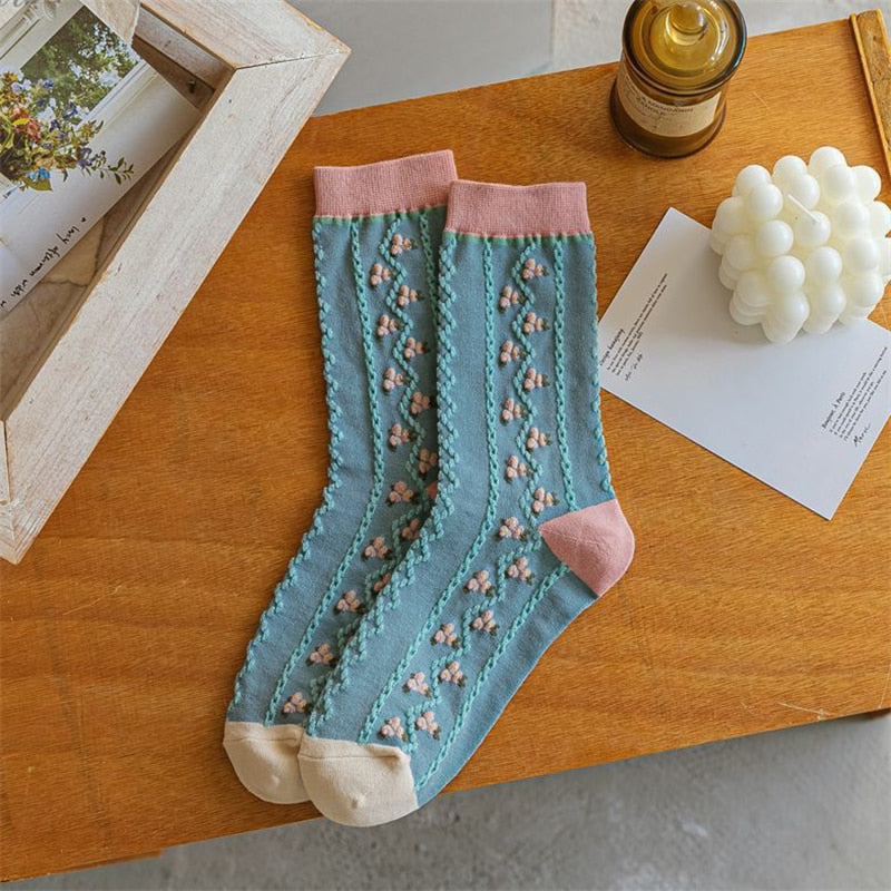 New Women Socks Korean Style Flower Trend Casual Cotton Socks Girls Frilly Ruffle Cute Sweet Breathable Kawaii Crew Socks Girls