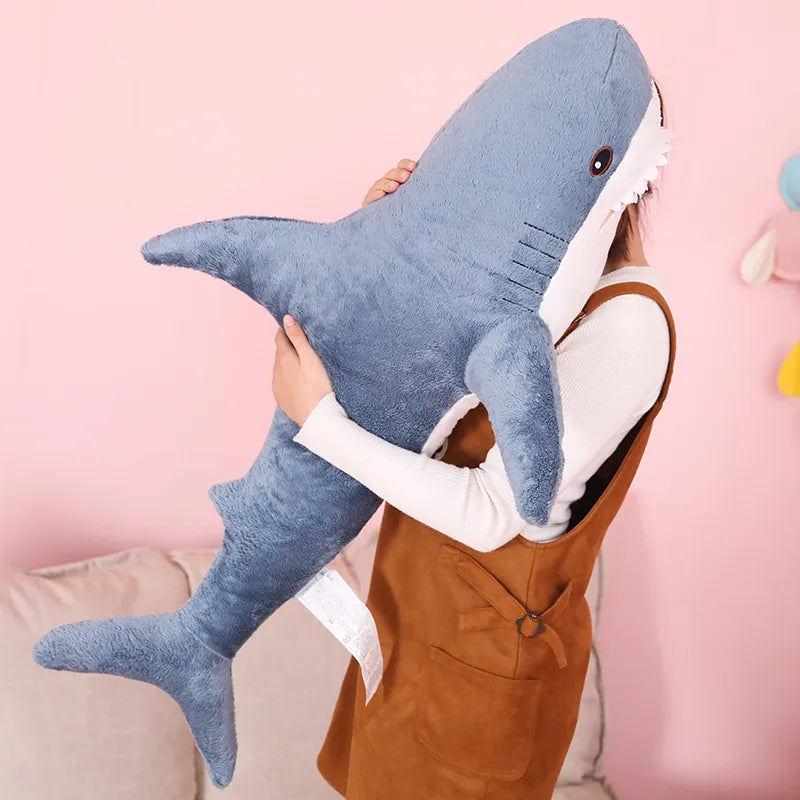 30cm Blue Shark Reading Pillow For kids Plush Funny Toy Stuffed Shark Children Boys Cushion Girl Animal  Birthday Kid Brinquedos