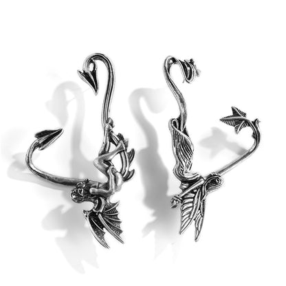 Punk Fairy Ear Cuff Goth Earring Dark Elf Ear Clip Earrings For Women Retro Silver Color Hip Hop Halloween Party Jewelry Gift