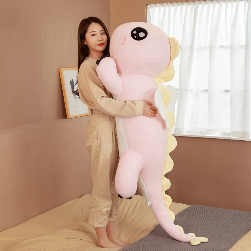 GIANT Dragon Plush Toy 130cm Big Kawaii Cute Green Pink Dinosaur Stuffed Animal Plushies with Wings Cushion Sofa Bed Soft Doll Pillow Kids Girls Birthday Gift