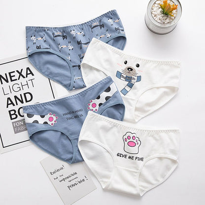 7Pcs/Lot Women's Underwear Cotton Cartoon Panties Print Breathable Briefs Girls Soft Panty Intimates for Female Lingerie