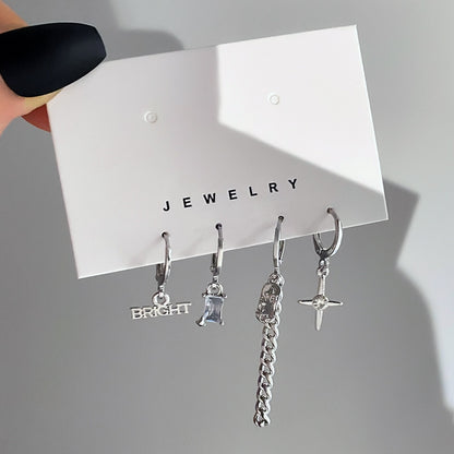 FNIO Korean Fashion Metal Love Heart Circle Drop Small Earrings for Women Trend Pendant Piercing Earrings Set Jewelry